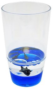 Pahar albastru figurine animale plutitoare rechini