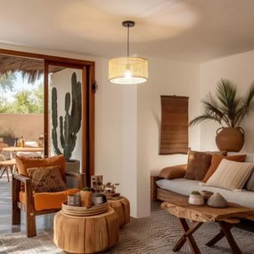 Brilagi - Pendul LED pe cablu CERIA BOHO 1xE27/40W/230V Ø 40 cm bambus