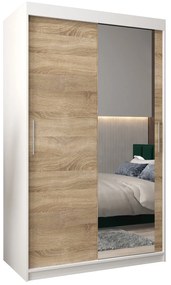 Dulap de haine 120 cm Toki 2 (alb mat + stejar sonoma). 1064974
