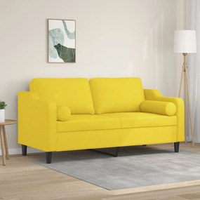 vidaXL Canapea cu 2 locuri cu pernuțe, galben deschis, 140 cm, textil