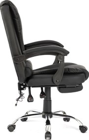 Scaun directorial, Masaj în perna lombară, Suport picioare, Rabatabil, piele PU, Negru