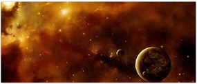 Tablou - Planete cu nebuloasă (120x50 cm)