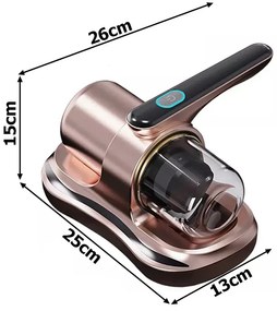 Aspirator portabil fără sac pentru acarieni cu filtru antialergic și lumină UV - bronz