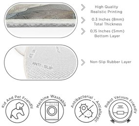 Covor verde/gri lavabil rotund ø 150 cm Dusty Leaves – Mila Home