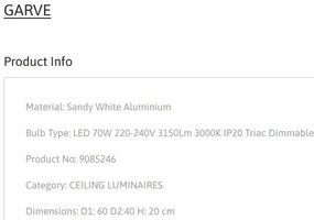 Lustra LED aplicata ajustabila GARVE alba 70W