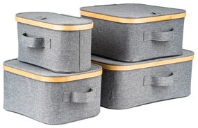 Cutie de depozitare G21 24 x 30 x 15 cm, dinbambus cu capac, gri