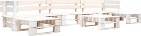 vidaXL Set mobilier grădină din paleți, 6 piese, alb, lemn
