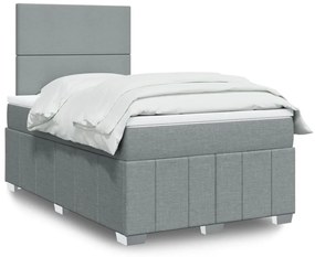 vidaXL Pat box spring cu saltea, gri deschis, 120x190 cm, textil