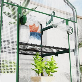 Outsunny Seră de grădină balcon cu raft 5 nivele 0,69 x 0,49 x 1,93 m oțel folie lavabilă PE alb | Aosom Romania