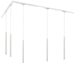 Sistem de iluminat cu șină modern cu 5 lumini suspendate albe monofazate - Iconic Frini