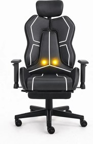 LUMINA X-Motion Core – Gaming & Office –Ergonomie, Masaj Inteligent și Confort Total, PU, Negru/Alb