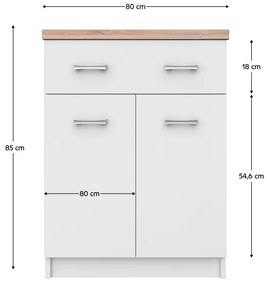 Comoda 2D1S 60, alba   stejar Sonoma, TOPTY TIP 41