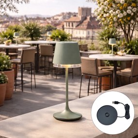 Lampă de masă verde, incl. LED IP65 reîncărcabilă cu stație de încărcare - Bass