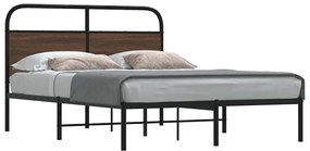 vidaXL Cadru pat fără saltea stejar maro, 135x190 cm, lemn prelucrat