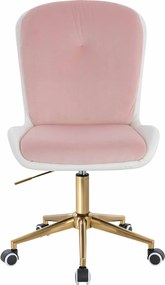 HR690K Scaun Velvet&amp;soft Piele Pu Roz Pudră/Alb Bază Aurie
