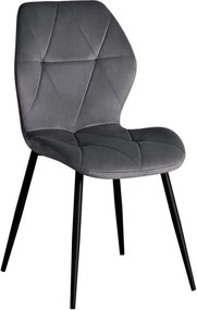 Scaun KEN, gri inchis/negru, stofa catifelata/metal, 47x55x87 cm