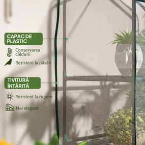 Outsunny Sera de Balcon cu 3 Niveluri și Ușă Rulantă, Sera pentru Grădină cu Structură din Oțel și Acoperiș din Plastic, pentru Plante, Flori, Fructe, 59x39x127 cm, Transparentă | Aosom Romania