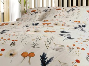 Set Lenjerie cocolino PAPAVA crem + Cearsaful Cocolino microplus cu elastic SOFT 90x200 cm alb, pat de o persoana