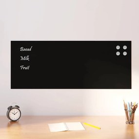 vidaXL Tablă magnetică de perete neagră 100x40 cm, sticlă securizată