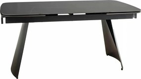 Masa extensibila BACARDI, negru mat cu efect de marmura, ceramica/meta