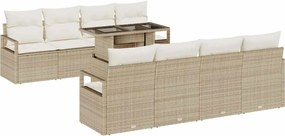 vidaXL Set de canapele pentru grădină 9 pcs Bej Rattan poli