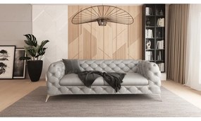 Canapea gri deschis cu tapițerie din catifea 225 cm Chelsea – Ropez