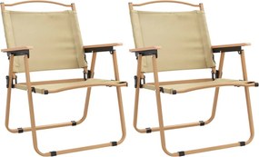 vidaXL Scaune de camping, 2 buc., bej, 54x55x78 cm, țesătură Oxford