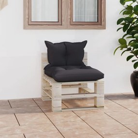 3066070 vidaXL Canapea de grădină din paleți, de mijloc, cu perne, lemn pin
