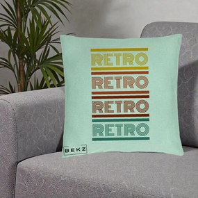 Perna Decorativa RETRO Text Multicolor, 40x40 cm, Verde Menta, Husa Detasabila, Perna Inclusa, BEKZ®