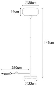 Lampă de podea neagră Art Deco cu sticlă fumurie - Bizle