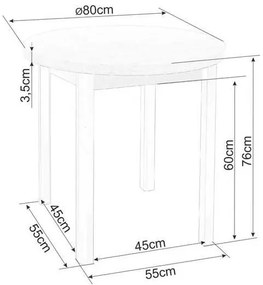 Masă de bucătărie Adam - 80 cm diametru, stejar lancelot / alb
