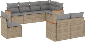 vidaXL Set canapele de grădină, 8 piese, cu perne, bej, poliratan