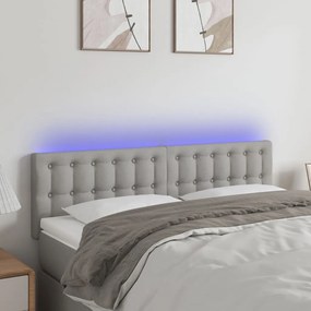 3122044 vidaXL Tăblie de pat cu LED, gri deschis, 144x5x78/88 cm, textil