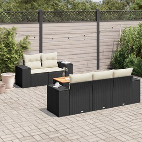 3225328 vidaXL Set mobilier de grădină cu perne, 6 piese, negru, poliratan