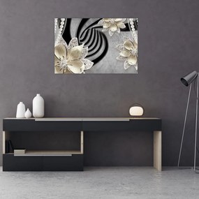 Tablou - 3D Flori aurii (90x60 cm)