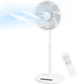 HOMCOM Ventilator pe picior, diametru 39 cm, 12 viteze, 4 moduri, temporizator 9H, oscilație 120°, înălțime reglabilă, alb | Aosom Romania