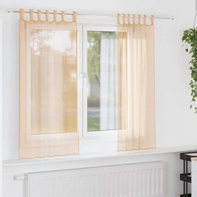 vidaXL Perdele Voile cu buzunare pentru bare 2 buc Nisip