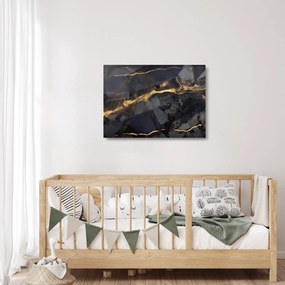 Tablou pe sticlă - Negru - decor auriu (70x50 cm)