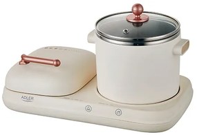Statie mic dejun Adler AD6421, 2 in 1, oala si gratar, 1100W