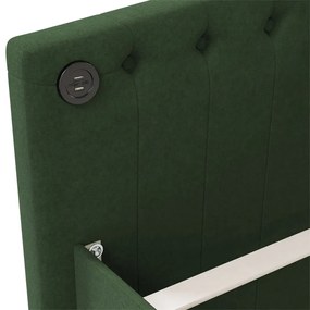 Pat de zi, verde inchis, 90x200 cm, textil, USB Verde inchis