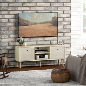 HOMCOM Comodă TV pentru TV de până la 50", cu 2 sertare detașabile și 2 rafturi deschise, 110x29x46,5 cm, aspect lemn și bej | Aosom Romania