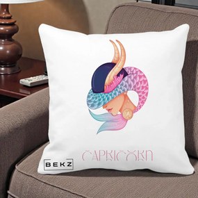 Perna Personalizata Zodiac Capricorn Cowgirl, 40x40 cm, Alba Mata, Husa Detasabila, Perna Inclusa, BEKZ®