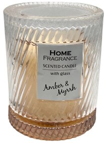 Lumanare parfumata in candela sticla, AMBER  MYRRH, 8x10 cm