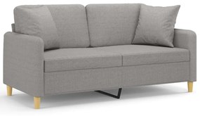 3153137 vidaXL Canapea cu 2 locuri cu perne&pernuțe gri deschis 140 cm textil