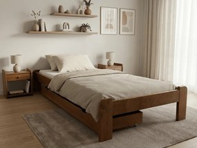 Pat de o persoana ADA 80x200 cm stejar Saltele: Cu saltele Somnia 18 cm, Somiera pat: Fara somiera