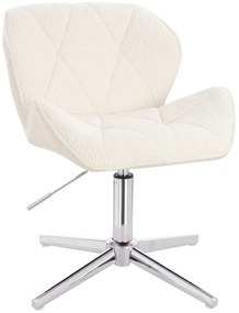 HR111CROSS Scaun Crem Boucle cu Bază Cromata