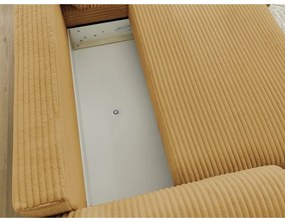 Colțar galben muștar extensibil cu tapițerie din catifea reiată (cu colț pe partea dreaptă) Lucien – Bobochic Paris