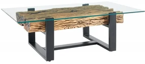Masuta design high-tech din metal si lemn masiv, Barracuda 130cm