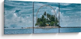 Tablou insula în mare (cu ceas) (90x30 cm)