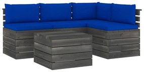 3061837 vidaXL Set mobilier grădină paleți cu perne, 5 piese, lemn masiv pin